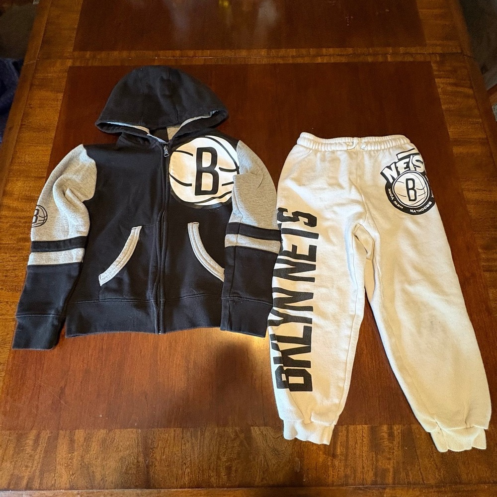 Zara Kids Brooklyn Nets Tracksuit Set Youth 5 Hoodie Joggers NBA